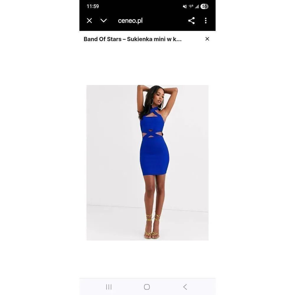 Band of Stars Sulienka Bright Blue Bandage Dress, Halter Back, NWT, Sz. 10